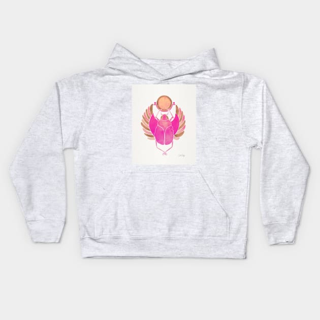 rose gold pink scarab Kids Hoodie by CatCoq